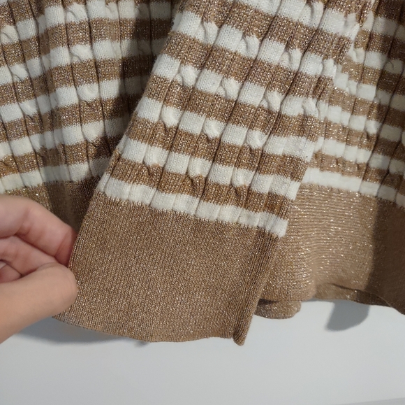 Talbots Metallic Striped Cable Knit Sweater - Picture 5 of 10